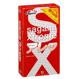 Утолщенные презервативы Sagami Xtreme Feel Long с точками - 10 шт.